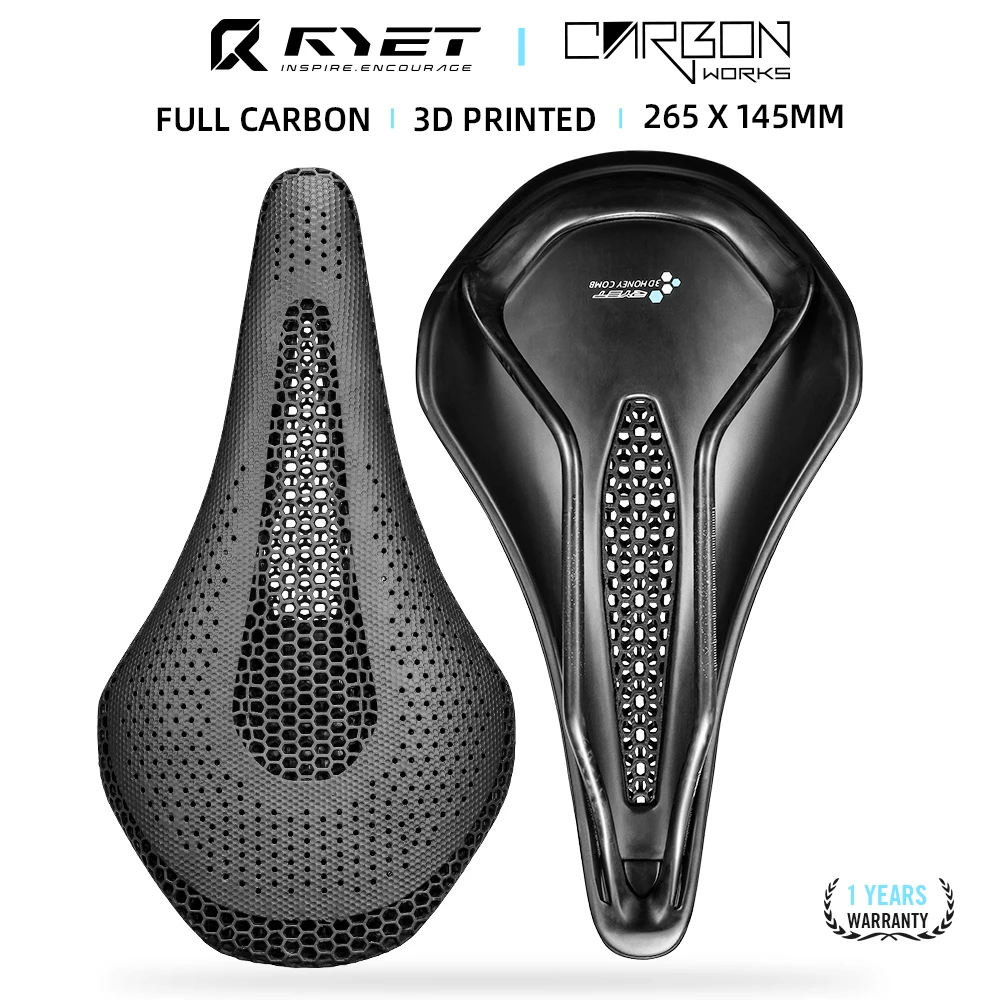 Carbon Saddle 3D Printed Honeycomb - RYET سرج دراجة كامل من الكربون