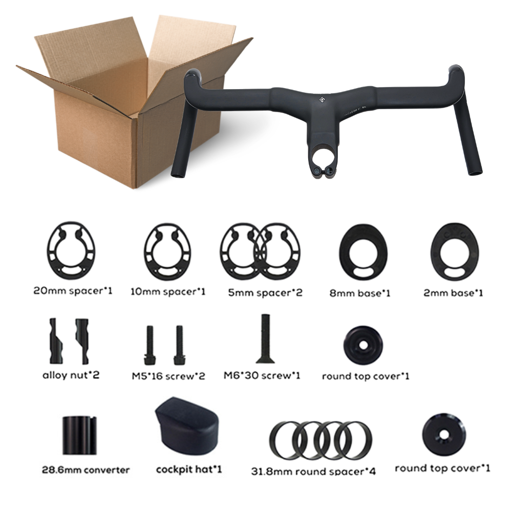 Integrated Carbon Handlebar Stem Gravel - مقود دراجة طريق متكامل من ألياف