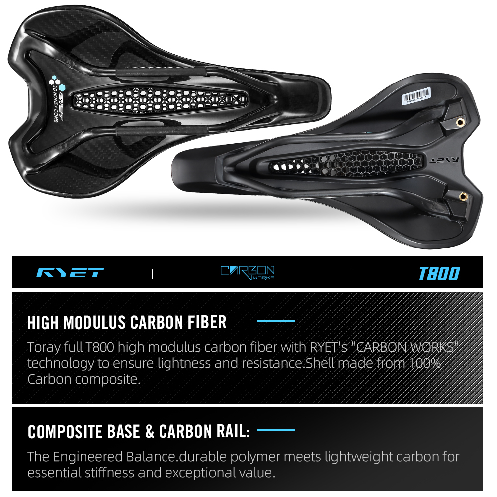 سرج RYET ثلاثي الأبعاد مطبوع ب - مراجعة Carbon Saddle 3D Printed Honeycomb وسعره