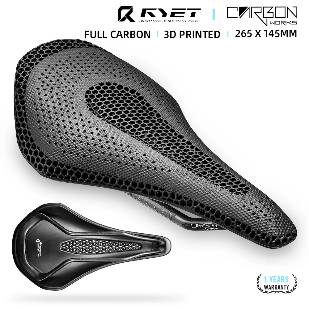 RYET سرج دراجة كامل من الكربون - مراجعة Carbon Saddle 3D Printed Honeycomb وسعره