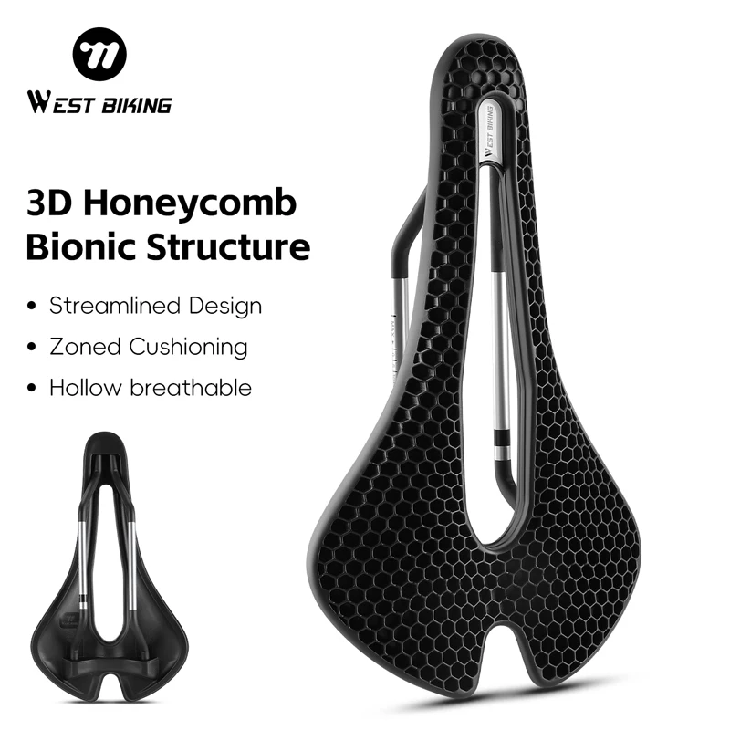 مقعد دراجة WEST BIKING مطبوع ب - مراجعة Carbon Saddle 3D Printed Honeycomb وسعره