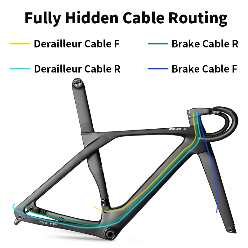 BXT قرص كربون مخفي بالكامل إطا - مراجعة Carbon Fiber Road Bike Frame Aero وسعره