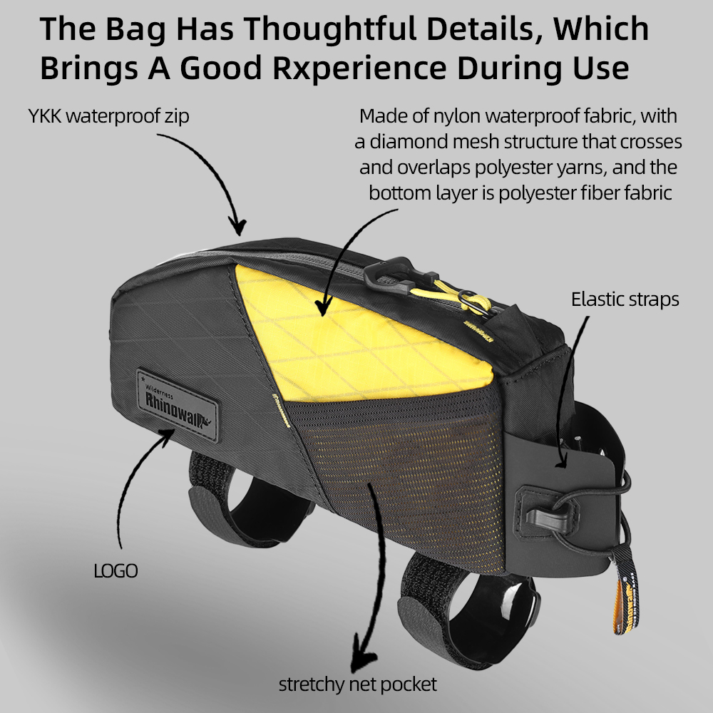 Rhinowalk الدراجة الجبهة العلو - مراجعة Gravel Bike Frame Bag Bikepacking وسعره