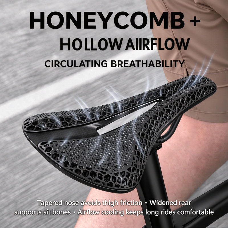 مقعد دراجة هوائية من ألياف الك - مراجعة Carbon Saddle 3D Printed Honeycomb وسعره