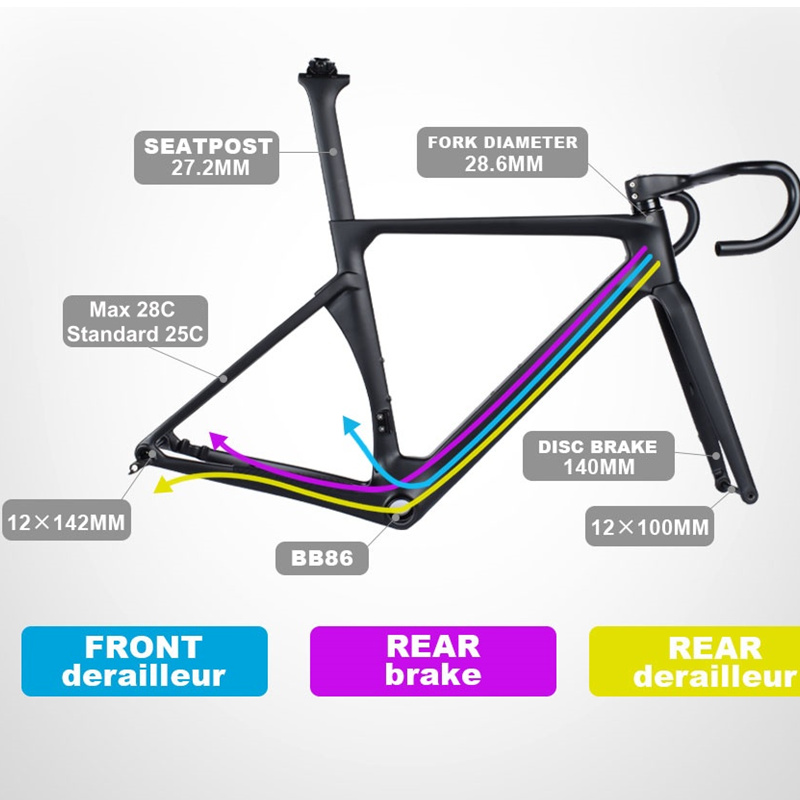 إطار دراجة طريق كربوني T1000 A - مراجعة Carbon Fiber Road Bike Frame Aero وسعره